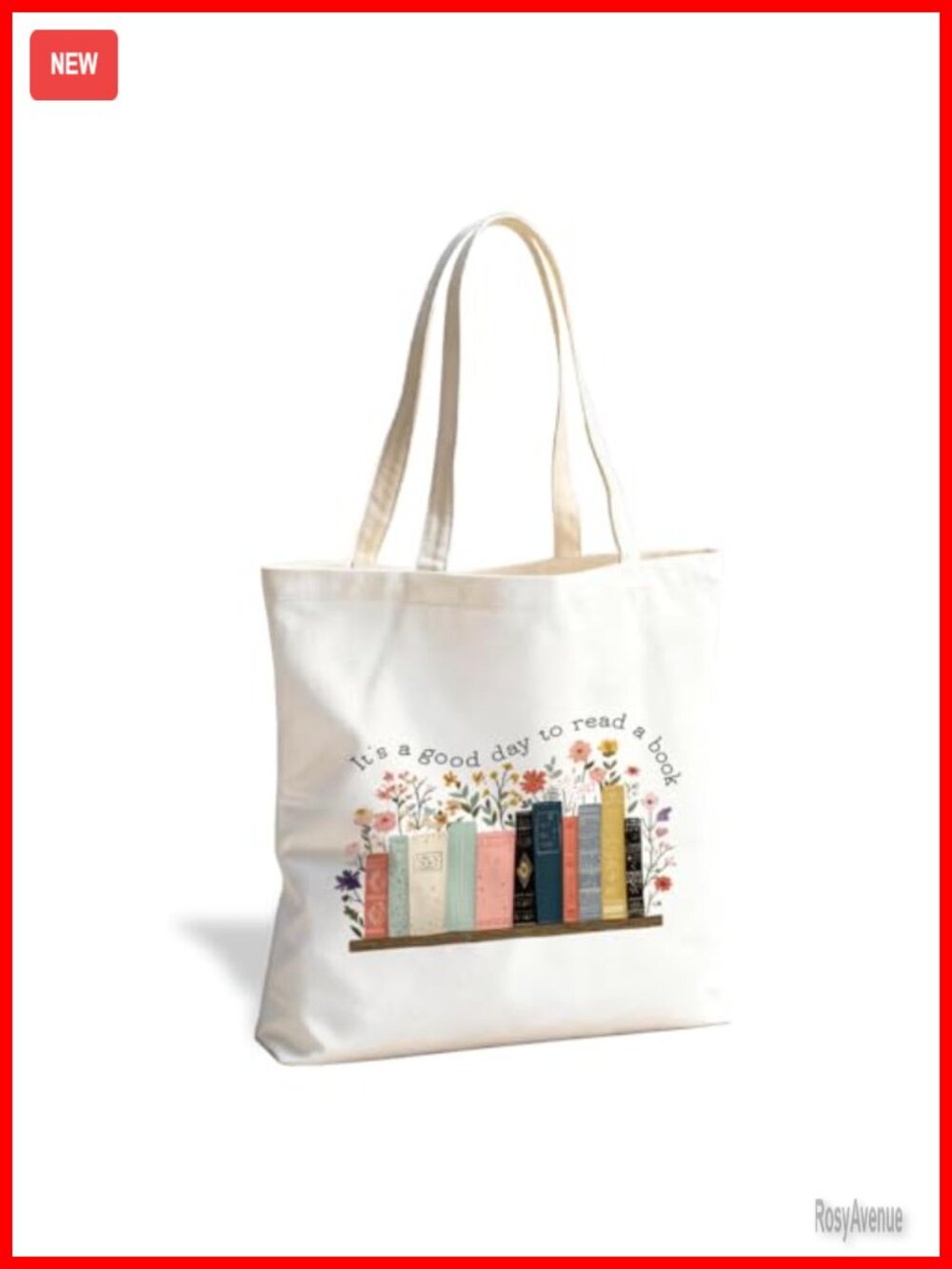 Canvas Tote Bag Women Reusable Double-Sided Print Literary Reading Handbag